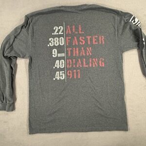 Shield Republic Shirt Mens Large Gray Long Sleeve Gun Faster Than 911